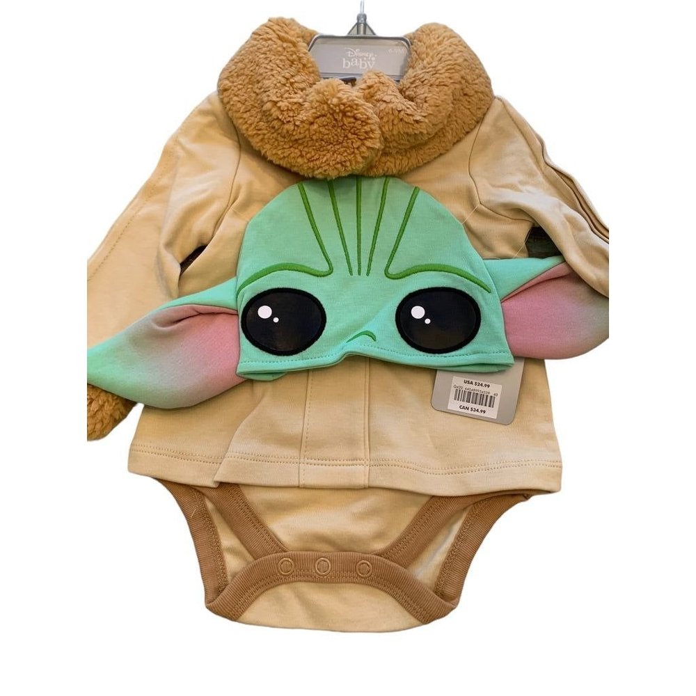 6-9 Months Disney Baby Yoda Costume 3 Pieces Hat Body Suit Jacket